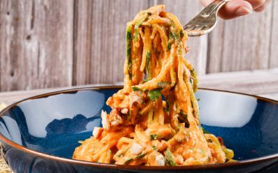 Roasted Red Pepper Cashew Sauce with Zoodles